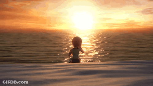 Person On Beach Watching Sunset GIF