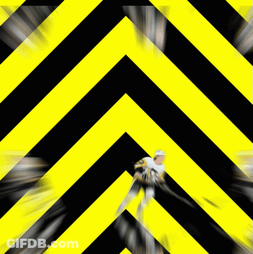 Person On Black And Yellow Striped Background GIF