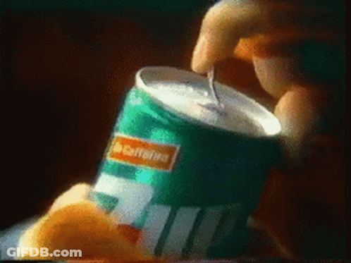 Person Opening 7 Up Can With Straw GIF