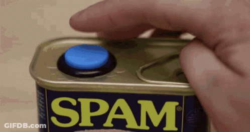 Person Opening Spam Can With Blue Button GIF