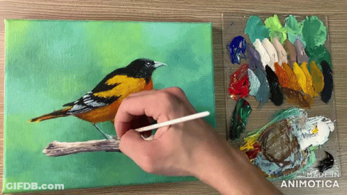 Person Painting Bird On Canvas Made In Animotica GIF
