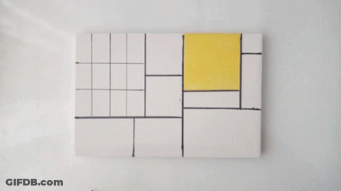 Person Painting Blue Square In Grid GIF
