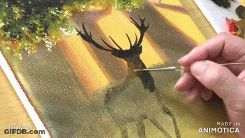 Person Painting Deer With Brush Made In Animatica GIF