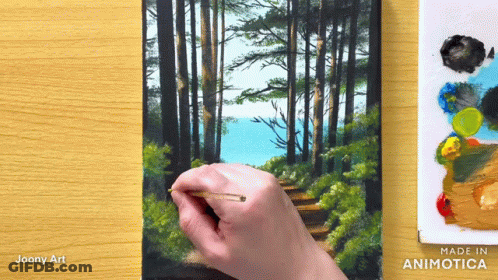 Person Painting Forest Made In Animatica GIF