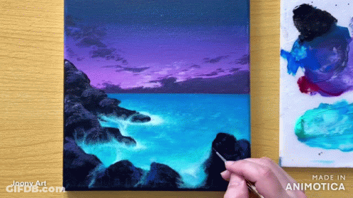 Person Painting Ocean Made In Animatica GIF
