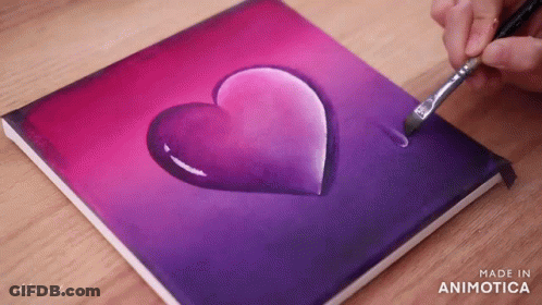 Person Painting Purple Heart GIF