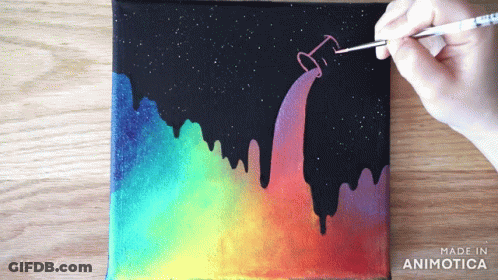 Person Painting Rainbow Canvas Saying Made In Animatica GIF