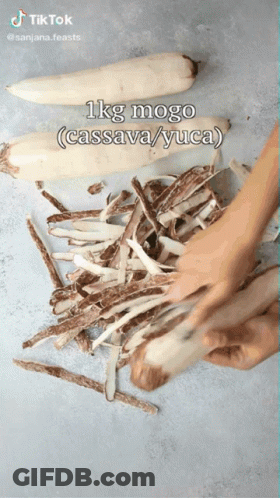 Person Peeling Cassava And Yuca GIF