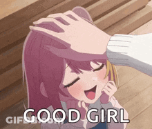 Person Petting Girl's Head Good Girl GIF