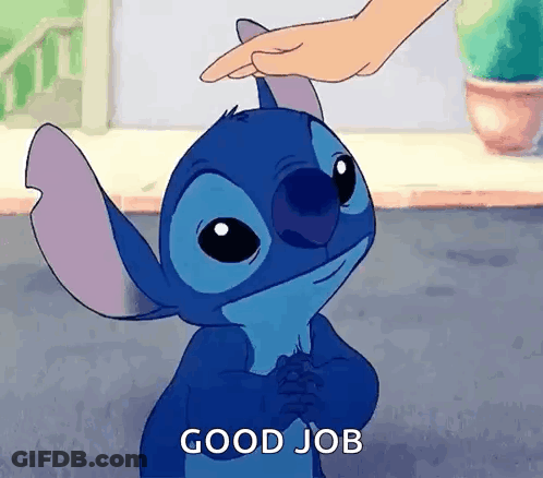 Person Petting Stitch's Head With Finger GIF