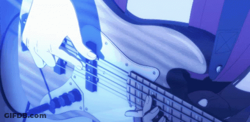 Person Playing Bass Guitar On Blue Background GIF