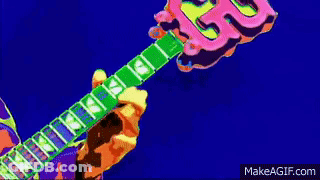 Person Playing Colorful Guitar With Letter G GIF