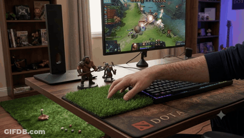 Person Playing Dota With Keyboard And Mouse GIF