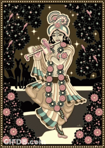 Person Playing Flute With Flowers GIF
