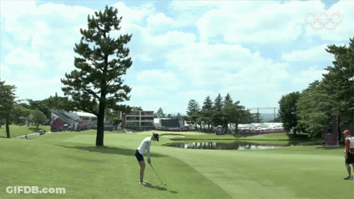 Person Playing Golf With Olympics Logo GIF