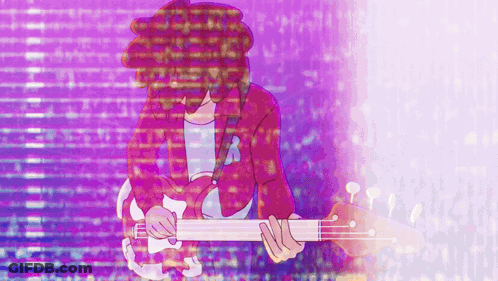 Person Playing Guitar In Front Of Purple Background GIF