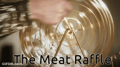 Person Playing Meat Raffle With Gold Spinner GIF
