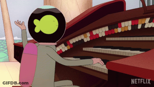 Person Playing Piano With Netflix Logo GIF