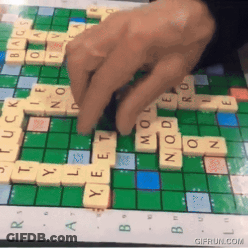 Person Playing Scrabble On Board Saying Gifrun.com GIF
