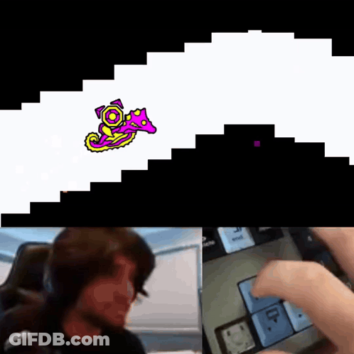 Person Playing Video Game With Purple And Yellow Seahorse GIF