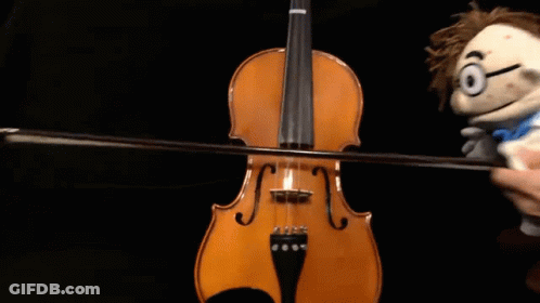 Person Playing Violin Next To Puppet GIF