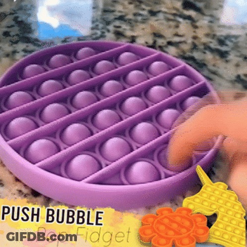 Person Playing With Purple Pop Fidget Toy GIF