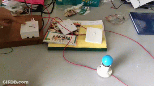 Person Plugging Light Bulb Into Switch GIF