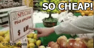 Person Pointing At Special Fuji Apples $4.00 Sign GIF