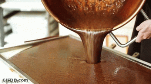 Person Pouring Chocolate Into Pan GIF