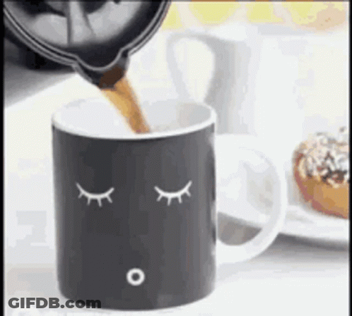 Person Pouring Coffee Into Face Mug GIF