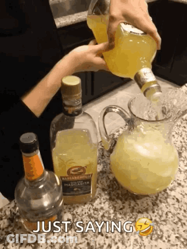 Person Pouring Margarita Into Pitcher GIF