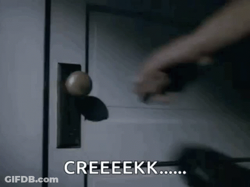 Person Pressing Door Knob Saying Creeeekk GIF