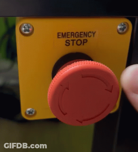 Person Pressing Emergency Stop Button On Yellow Box GIF