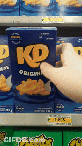 Person Reaching For KD Original Macaroni Cheese GIF