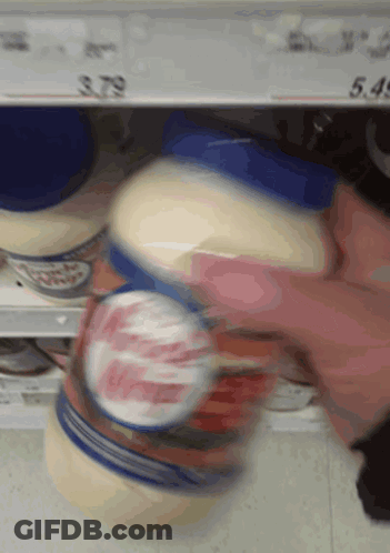 Person Reaching Into Jar Of Mayonnaise GIF