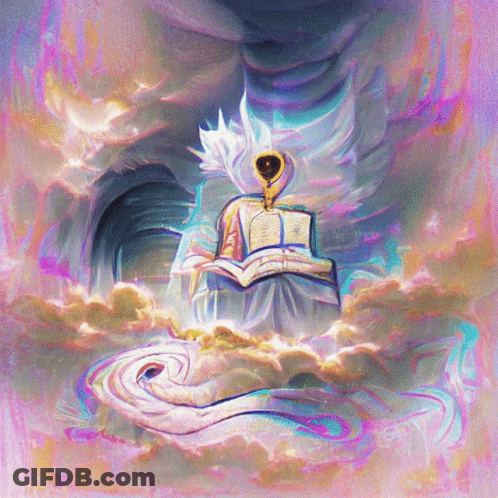 Person Reading Book In Cloudy Sky GIF