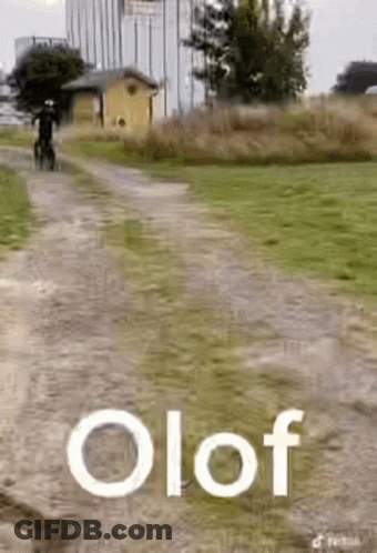 Person Riding Bike Down Dirt Road With Olof GIF
