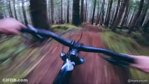 Person Riding Bike On Trail In Woods @Markymath GIF
