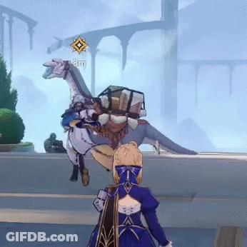 Person Riding Dinosaur 8M GIF