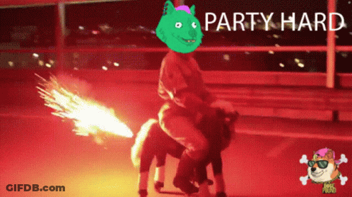 Person Riding Dog Saying Party Hard GIF