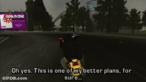 Person Riding Motorcycle In Front Of Funk In Time Billboard GIF