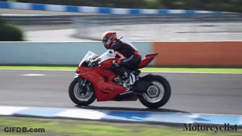 Person Riding Red Motorcycle With Motorcyclist Text GIF