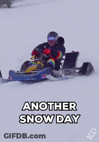 Person Riding Snowmobile With Snow Day GIF