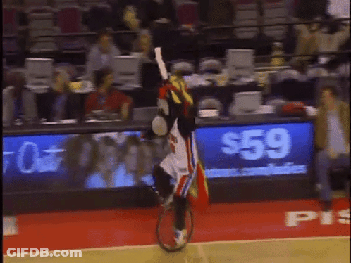 Person Riding Unicycle On Basketball Court Glow Night Out GIF