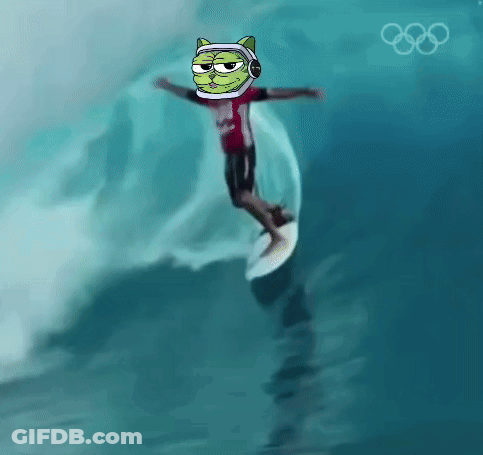 Person Riding Wave With Olympic Rings GIF