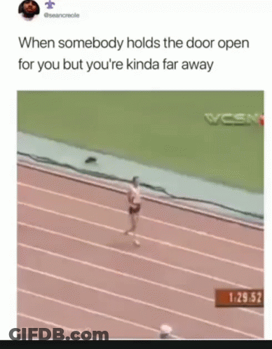 Person Running On Track When Door Opens GIF