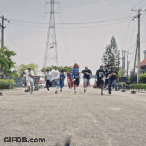 Person Running With Shape Behind GIF