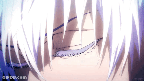 Person's Eye With White Hair And Purple Eyelashes GIF