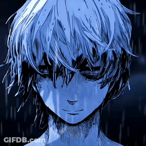 Person's Face Close Up Blue Background GIF