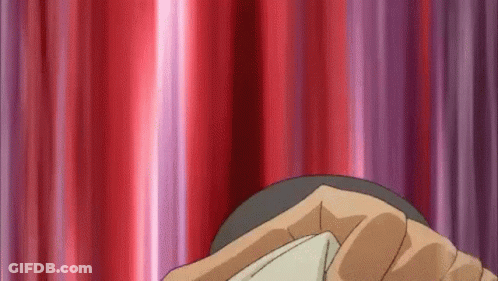 Person's Face Close Up Red Curtain GIF